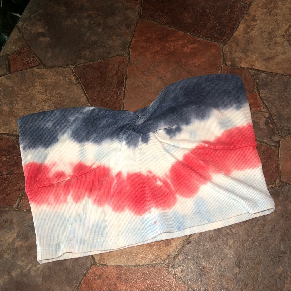 Red, White and Blue Tie-Dye Tube Top